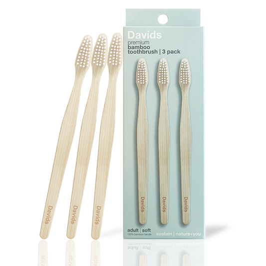 Davids premium bambutandborste för vuxna mjuk 3-pack — hållbart alternativ till plastborste