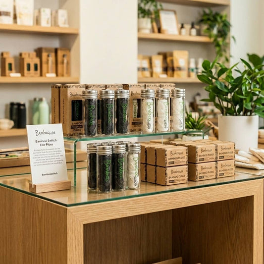 Vegansk tandtråd i bambu — naturlig och biologiskt nedbrytbar tandtråd